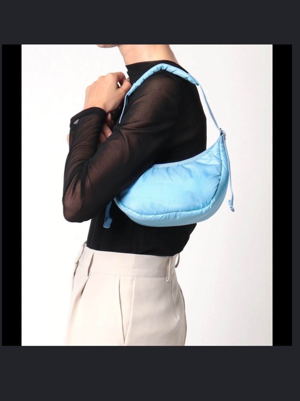 LeSportsac Baltic Sea Baby Blue Sheen Mini Crescent Shoulder Bag